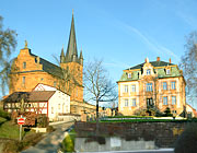 Litzendorf, Ortsbild bei tiefstehender Sonne