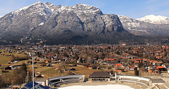 Garmisch, Blick über den Auslauf der Olympiaschanze
