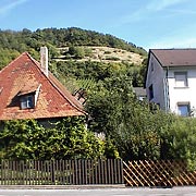 An einem der Vorhügel der Hassberge, dem Ollschnabel, liegt dicht am Main das Weindorf Ziegelanger, Stadtteil von Zeil in Unterfranken