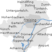 Lage einige Stadtteile von Freising