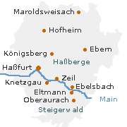 Hassberge Kreis in Unterfranken mit einem Steigerwaldzipfel