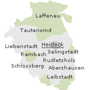 Lage einiger Orte im Stadtgebiet von Heideck