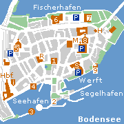 Stadtplan Lindau, sehenswerte vordere Insel im Bodensee