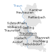 einige Stadtteile und Orte im Stadtgebiet von Traunstein in Oberbayern