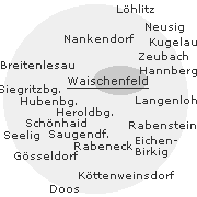 Lage einiger Orte im Stadtgebiet von Waischenfeld