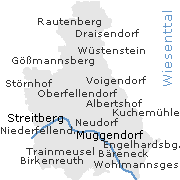 Lage einiger Orte im Gebiet der Gemeinde Wiesenttal, Fränkische Schweiz