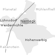 Lage der Orte im Stadtgebiet von Niemegk