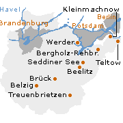 Kreis Potsdam- Mittelmark im Land Brandenburg mit den wichtigsten Städten