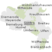 Lage einiger Orte im Stadtgebiet von Sontra