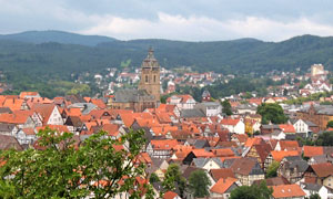 Ansicht auf Bad Wildungen, vom Schloss aus gesehen