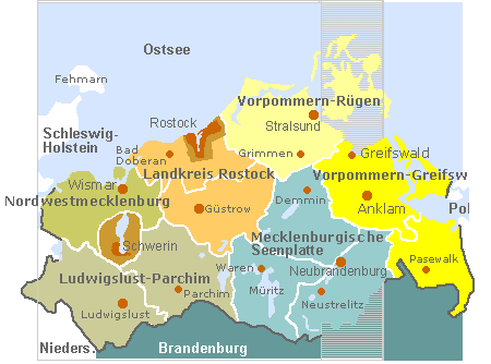 klick in die Karte und finde Infos über Städte und Kreise von Mecklenburg-Vorpommern