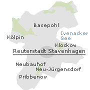 Lage einiger Orte im Stadtgebiet von Bützow 