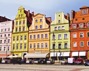 buntes Altstadtensemble in Wroclaw / Breslau