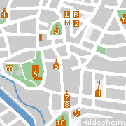 Hildesheim, Stadtplan der Sehenswürdigkeiten in der Innenstadt