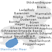 Lage einiger Orte im Stadtgebiet von Neustadt am Rübenberge