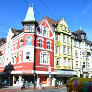 Hamm, Einhorn-Apotheke, 1999 erbaut und jetzt Denkmal in der Innenstadt