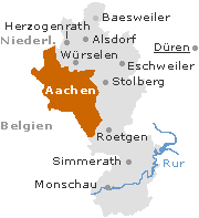 Aachen - umschlossen vom Landkreis Aachen in Nordrhein-westfalen, Belgien und Nederlande