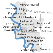 Düsseldorf, Lage einiger Stadtteile