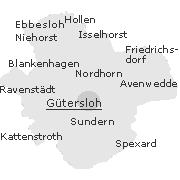 Lage der Stadt- bzw. Ortsteile im Stadtgebiet Gütersloh