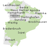 Lage einiger Orte im Stadtgebiet von Hemer