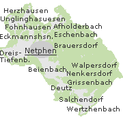 Lage einiger Orte im Stadtgebiet von Netphen