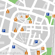 Recklinghausen, Stadtplan der Sehenswürdigkeiten in der Innenstadt