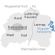 Remscheid Lage der Stadtteile