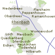 Lage einiger Orte im Stadtgebiet von Rheinbach