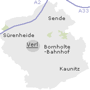 Lage einiger Orte im Stadtgebiet von Verl