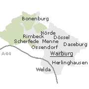 Lage einiger Stadtteile im Stadtgebie von Beverungen