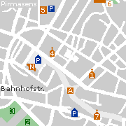 Karte der Innenstadt von Pirmasens, Sehenswürdigkeiten