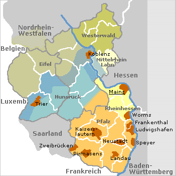 Karte Städte und Kreise in Rheinland-Pfalz