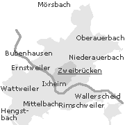 Lage der Ortsteile von Zweibrücken