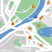Plan der Innenstadt von Merzig mit einigen Sehenswürdigkeiten