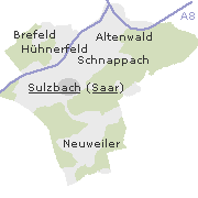 Lage einiger Orte im Stadtgebiet von Sulzbach (Saar)