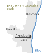 Lage einiger Orte im Stadtgebiet von Arneburg