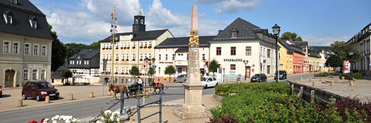 Markt von Zwönitz im Erzgebirge