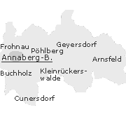 Lage einiger Ortsteile von Annaberg-Buchholz