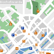Bischofswerda - Stadtplan mit Sehenwürdigkeiten in der Innenstadt