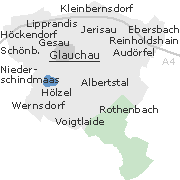 Lage einiger Ortsteile von  Glauchau