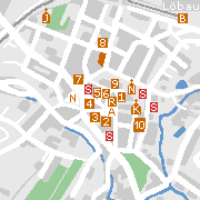 Loebau - Stadtplan mit Sehenwürdigkeiten in der Innenstadt