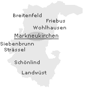 Lage einiger Orte im Stadtgebiet von Markneukirchen