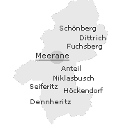 Lage der Stadtteile im Stadtgebiet von Meerane