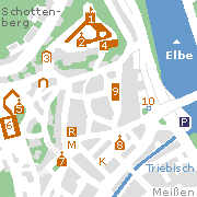 Meißen - Altstadt, Lage der Sehenswürdigkeiten im Stadtplan