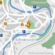 Schwarzenberg - Stadtplan mit Sehenwürdigkeiten in der Innenstadt