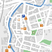 Werdau - Stadtplan mit Sehenwürdigkeiten in der Innenstadt