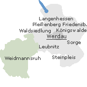 Lage einiger Ortsteile von Werdau