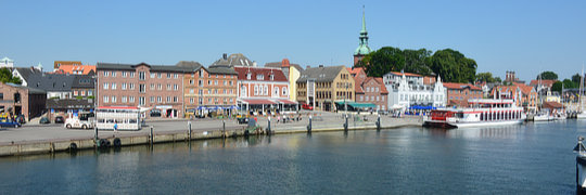 Flensburg, Panorama mit Hafen
