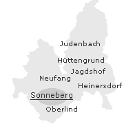 Lage einiger Orte und Ortsteile im Stadtgebiet von Sonneberg