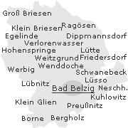 Lage der Orte im Stadtgebiet von Bad Belzig